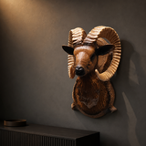 3D Faux Ram Head Wall Decor Statue