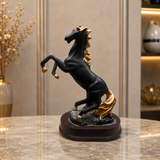 Rearing Horse with Black & Gold Fiber Glass Décor
