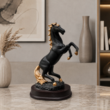 Rearing Horse with Black & Gold Fiber Glass Décor