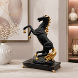 Rearing Horse with Black & Gold Fiber Glass Décor