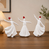 Luxury White Sufi Showpiece Set (3 Pieces)