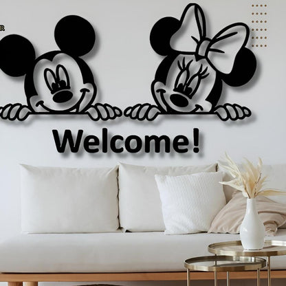 Micky Mouse Welcome Wooden Calligraphy