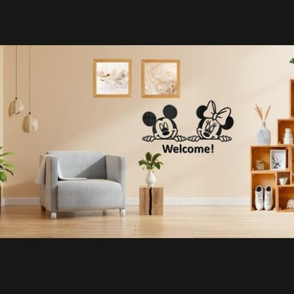 Micky Mouse Welcome Wooden Calligraphy