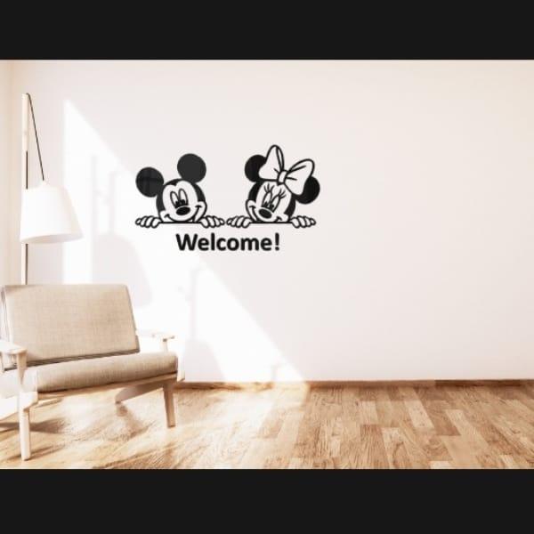 Micky Mouse Welcome Wooden Calligraphy