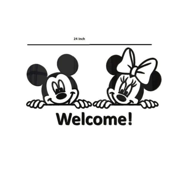 Micky Mouse Welcome Wooden Calligraphy