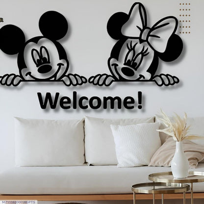 Micky Mouse Welcome Wooden Calligraphy