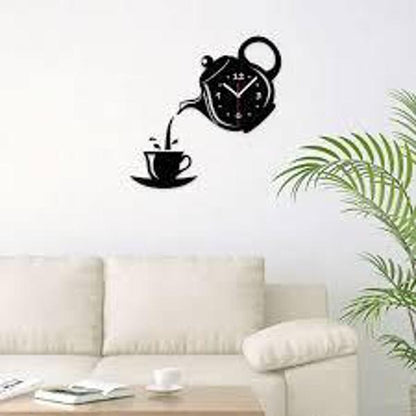 Coffee cup and kettle design wall clock