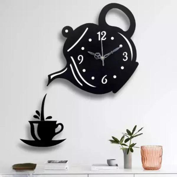 Coffee cup and kettle design wall clock