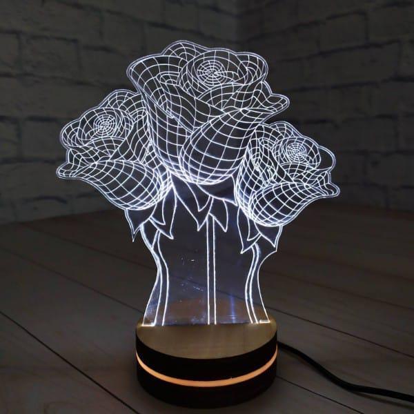 3D Rose LED Table Lamp – Acrylic Optical Illusion Night Light for Bedroom & Décor