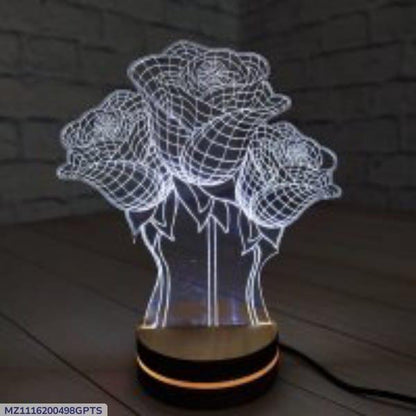 3D Rose LED Table Lamp – Acrylic Optical Illusion Night Light for Bedroom & Décor