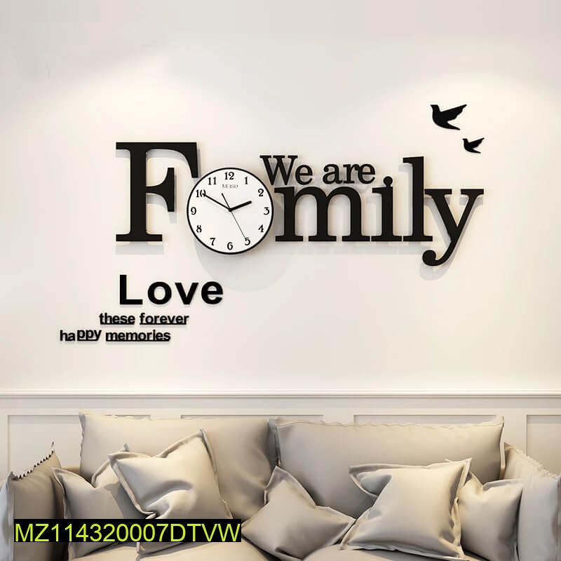 We Are Family Wooden 3D DIY Wall Clock