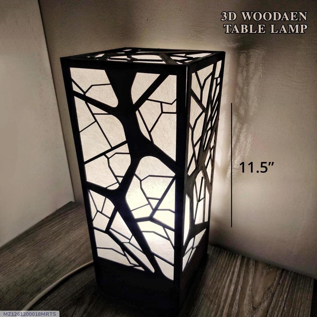 3D Laser Cutting Wooden side table Lamp