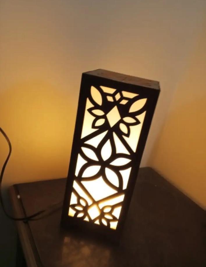 3D Laser Cutting Wooden side table Lamp