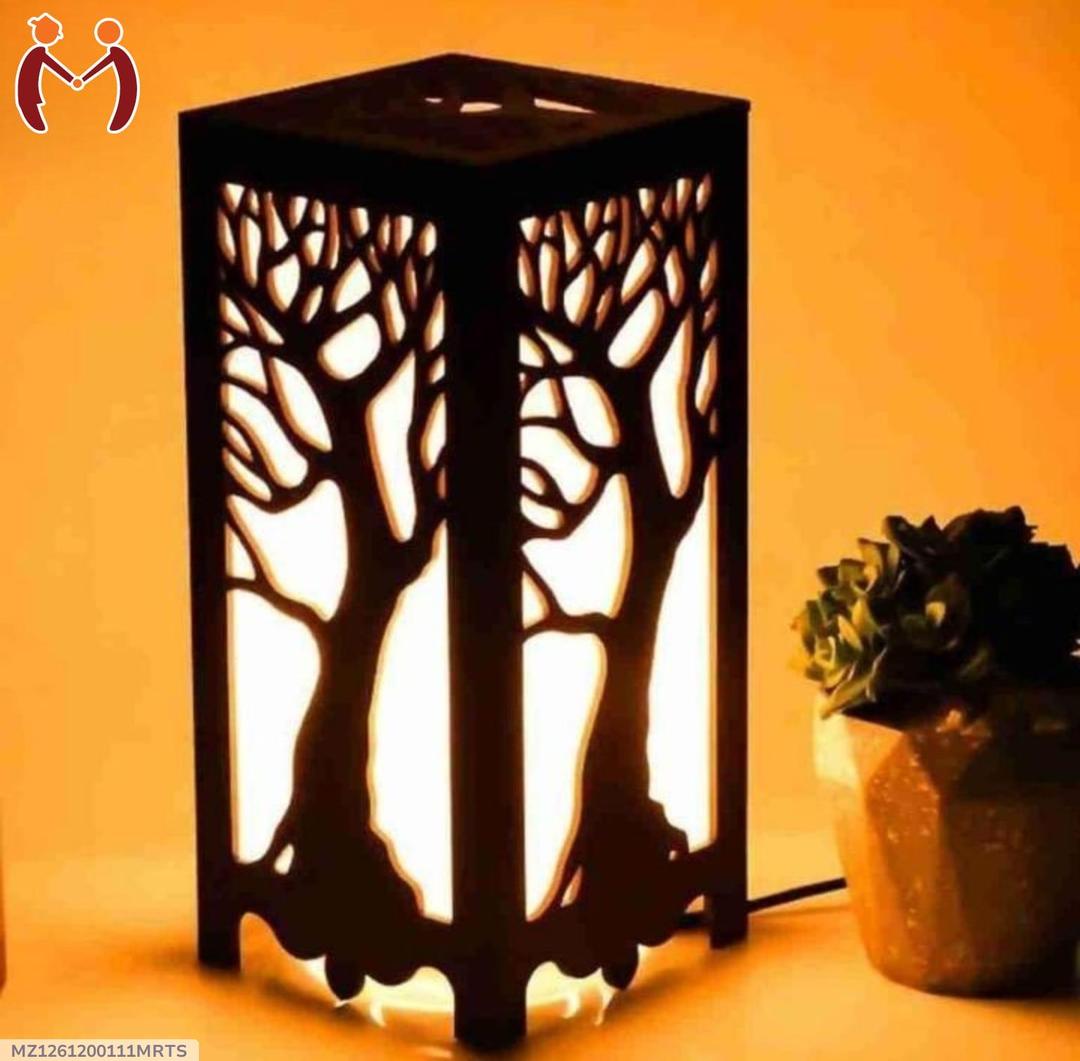 3D Laser Cutting Wooden side table Lamp