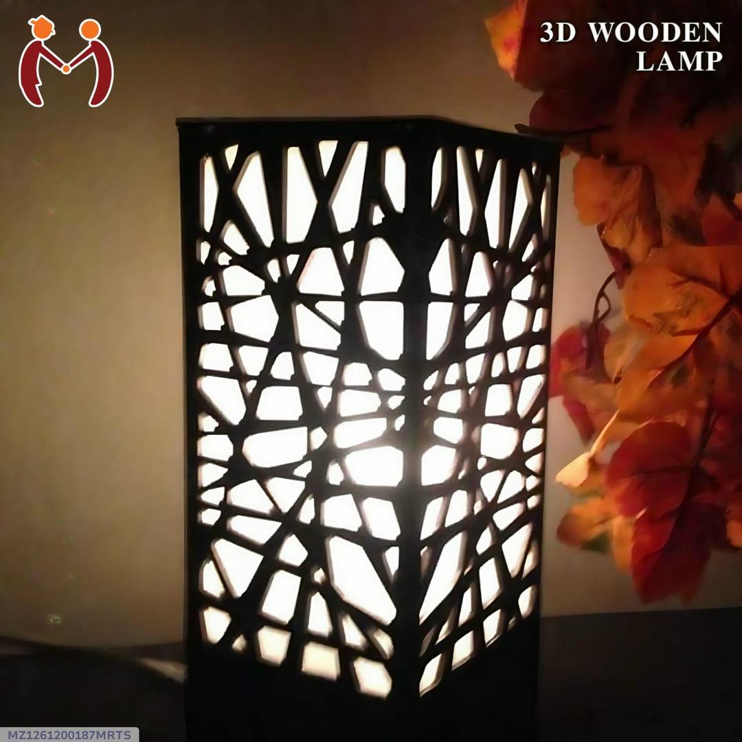 3D Laser Cutting Wooden side table Lamp