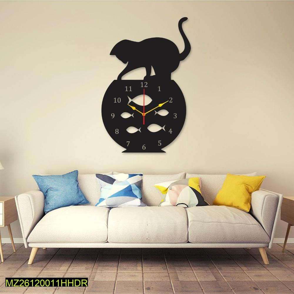 Cat Round Analogue Wall Clock