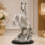 Fiber Glass Silver Rearing Horse Showpiece